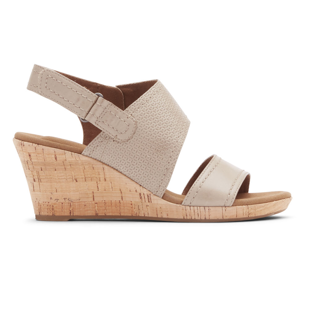 Rockport Womens Sandals Beige - Briah Asymmetrical 2-Piece - UK 305-XCITZV